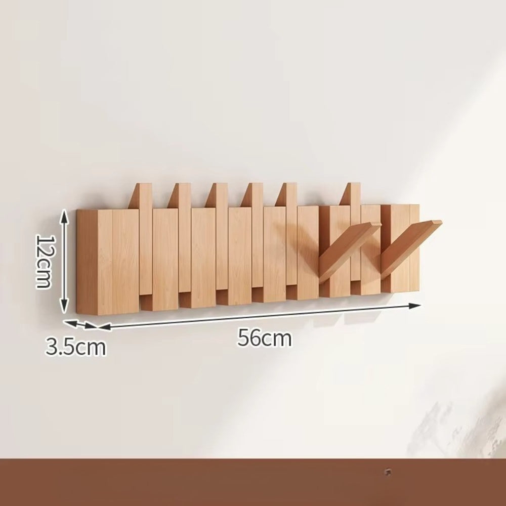 Porte Manteau Mural En Bois Moderne Avec Crochets Pliables Pour Entrée Et Rangement Élégant