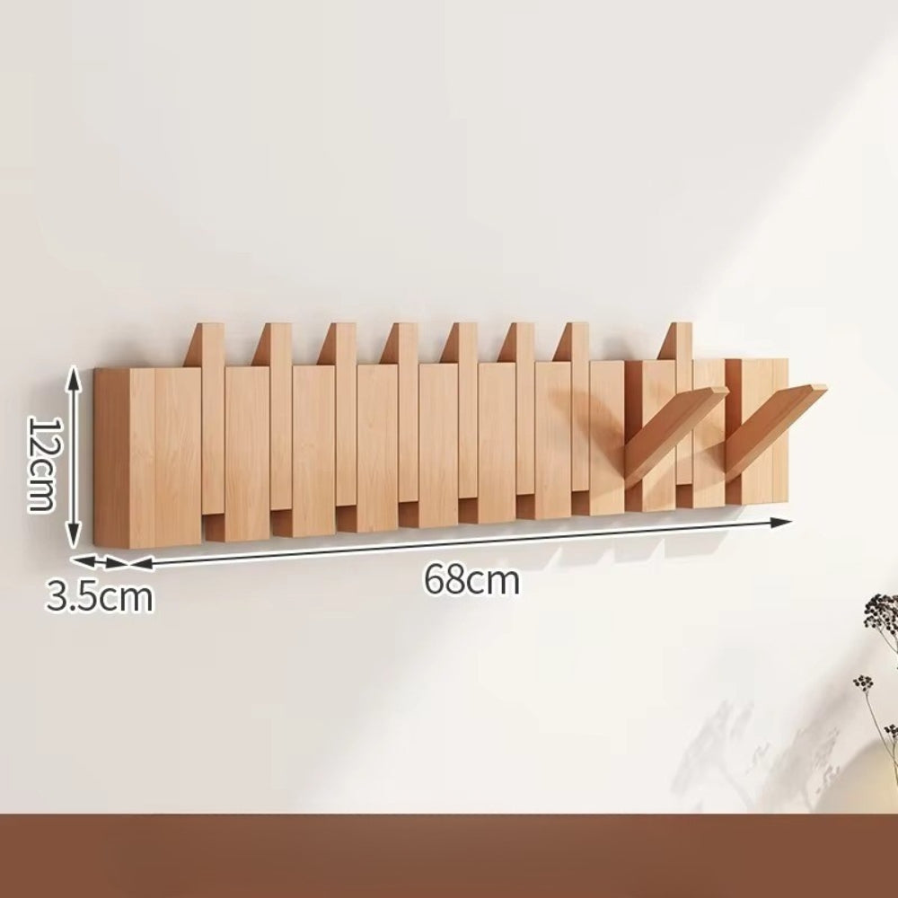 Porte Manteau Mural En Bois Moderne Avec Crochets Pliables Pour Entrée Et Rangement Élégant
