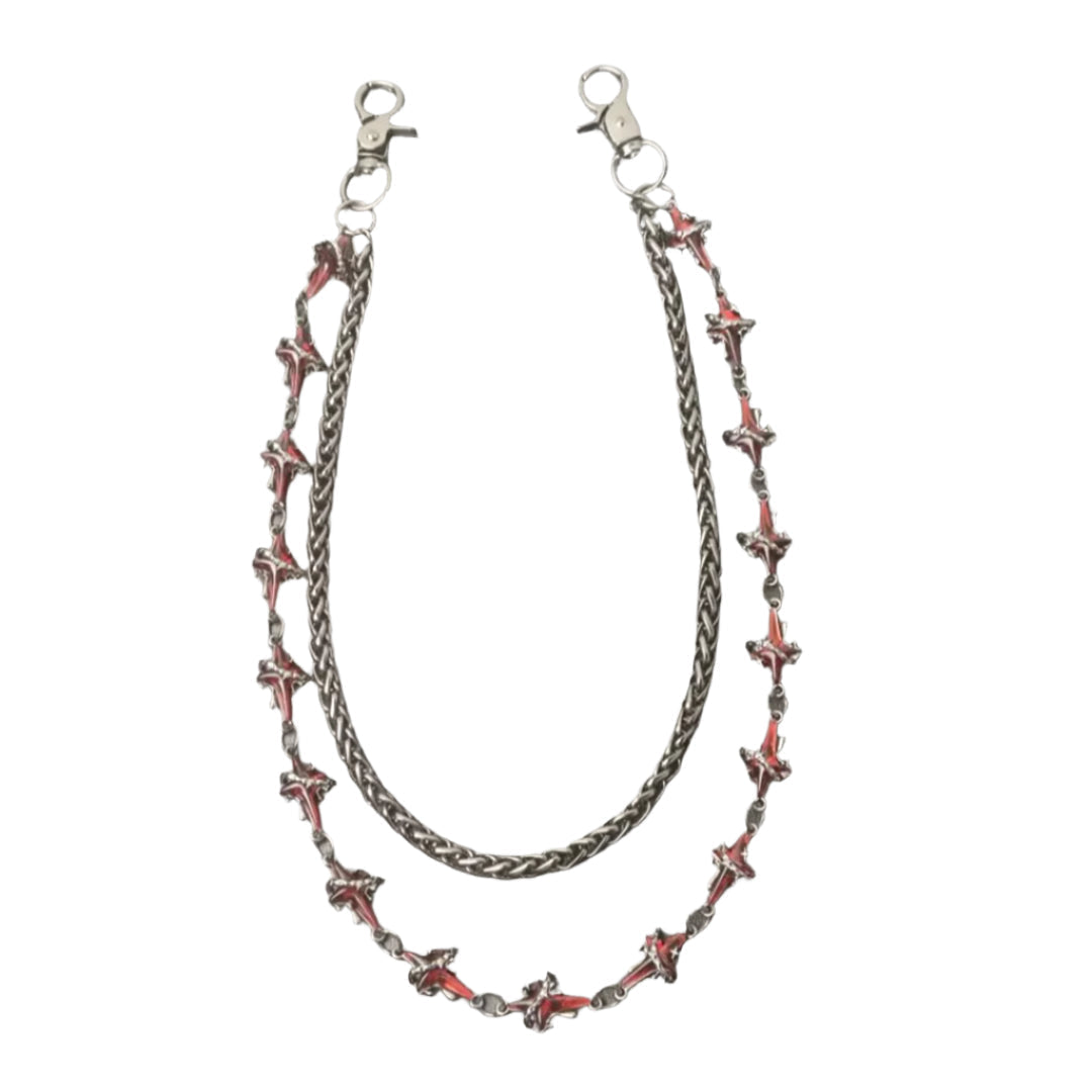 Ruby Cross Gem Wallet Chain - Amawinc