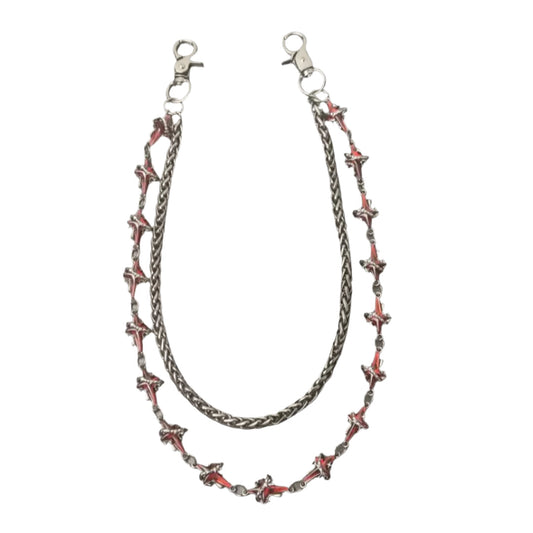 Ruby Cross Gem Wallet Chain - Amawinc