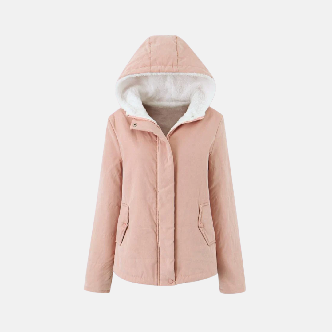 Veste Femme À Capuche Matelassée Rembourrée Doublure Polaire Fermeture Boutons Pression Amawinc