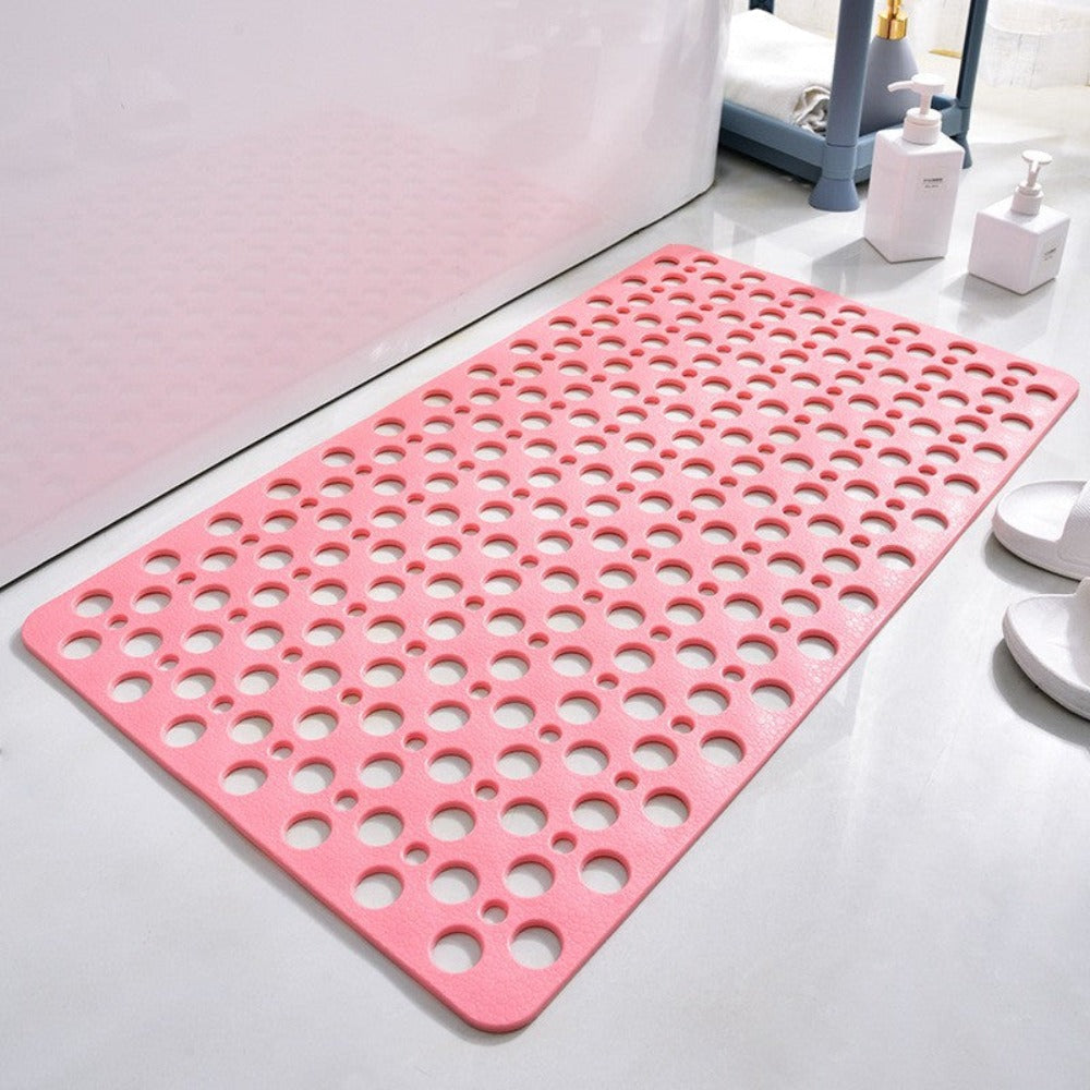 Tapis de Douche Antidérapant en Caoutchouc avec Drainage et Design Minimaliste Gris