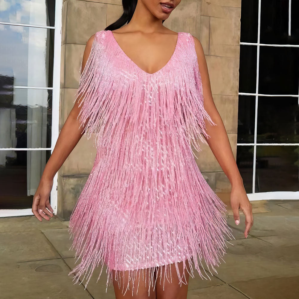Elegantes Wickelkleid für Damen von Fudus mit V-Ausschnitt