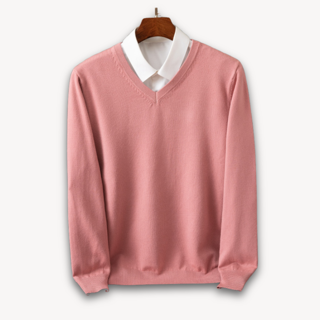 Amawinc Pull Homme Col V Slim Fit En Maille Douce Avec Bords Côtes Pour Style Polyvalent
