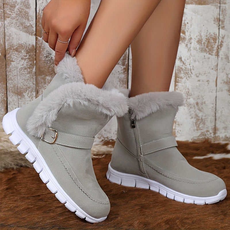 Bottes De Neige Pour Femmes Grande Taille Avec Doublure Pelucheuse Et Zip Latéral Confortables Pour L Hiver