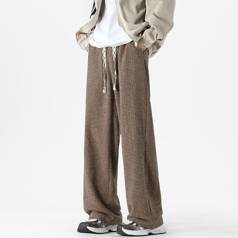 Pantalon Ample à Carreaux Tokyo Loom en Tissu Léger avec Taille à Cordon et Glandes Décoratives