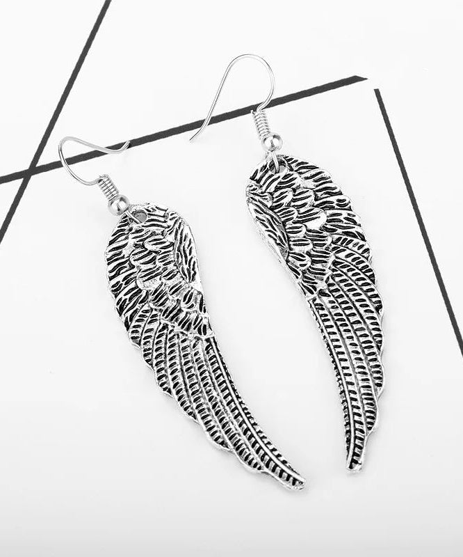 Boucles d'oreilles créoles ailes d'ange en argent sterling style punk rétro - Amawinc