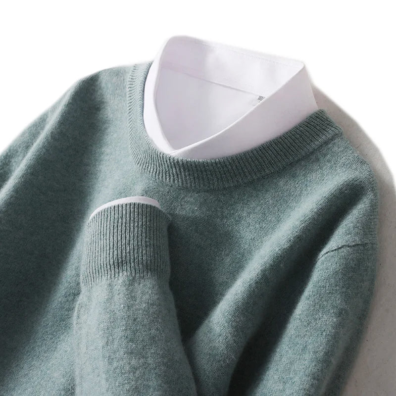 Pull Homme PureWool Amawinc Encolure Ronde En Tricot Chaud Et Durable Pour Usage Quotidien