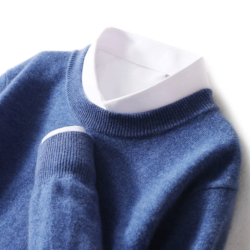 Pull Homme PureWool Amawinc Encolure Ronde En Tricot Chaud Et Durable Pour Usage Quotidien