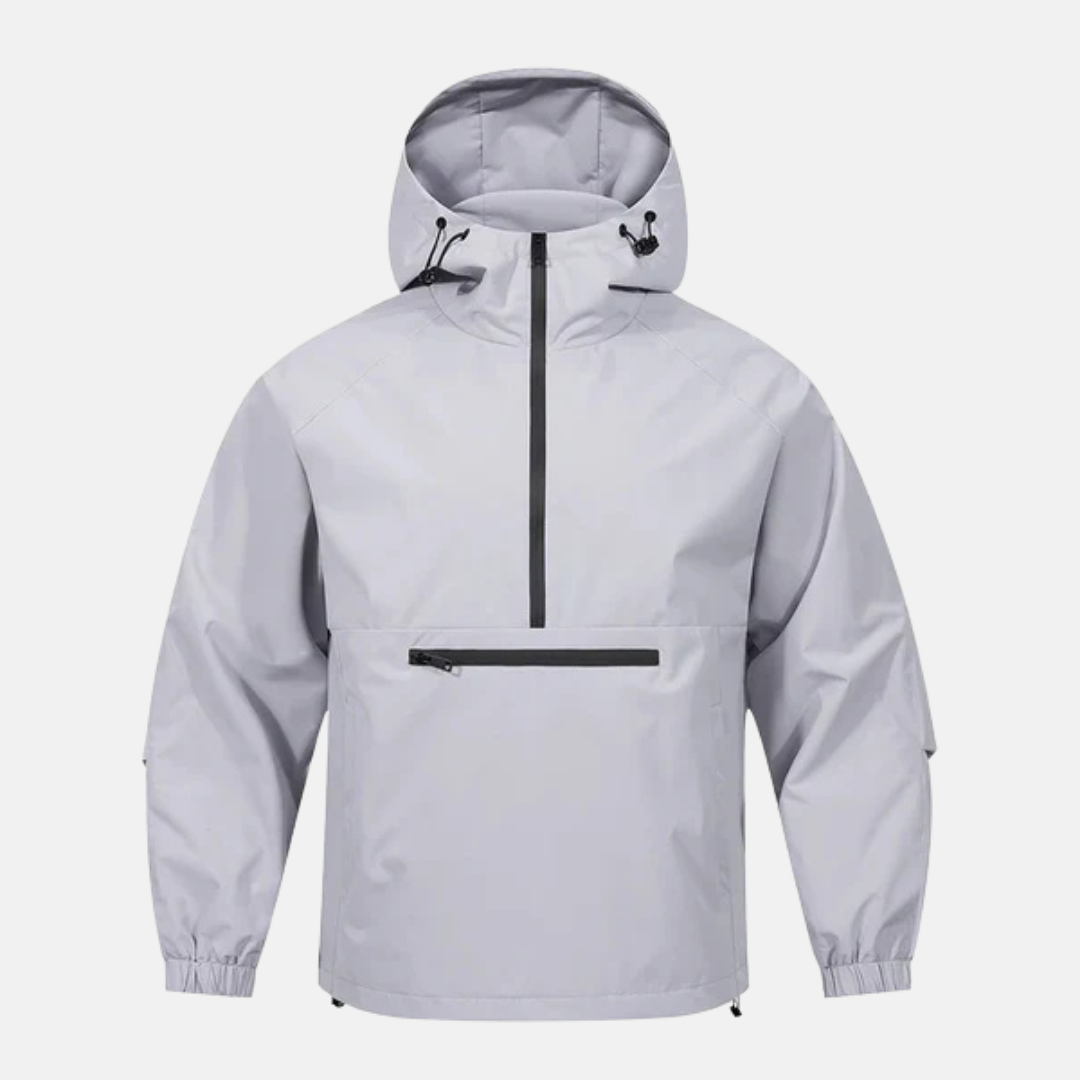 Veste Anorak Homme en Mélange Polyester Capuche Mi Longue Coupe Décontractée pour Automne