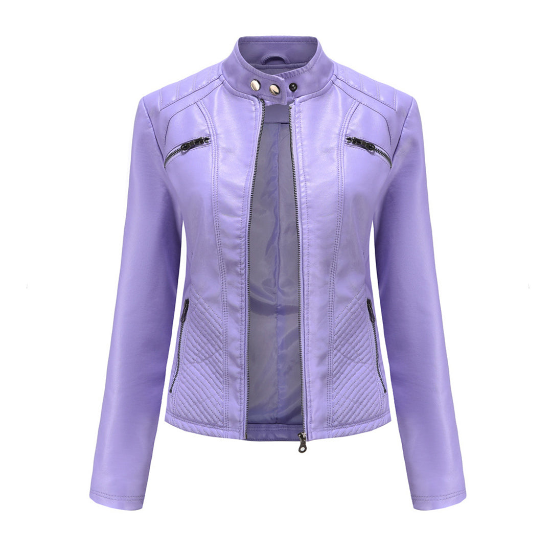 Heather Veste Motard Zippée Classique Pour Femme En Faux Cuir Chic Moderne Polyvalente Pour Toutes Occasions