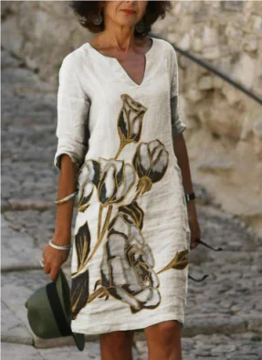 Robe Midi Fleurie Pour Femme À Encolure V Hailey Confort Élégance Artisanal Pour Révéler Votre Style Estival
