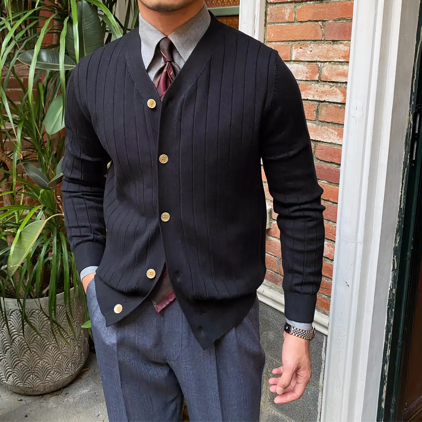 Slim Fit Men's Knit Jacket - Rafa