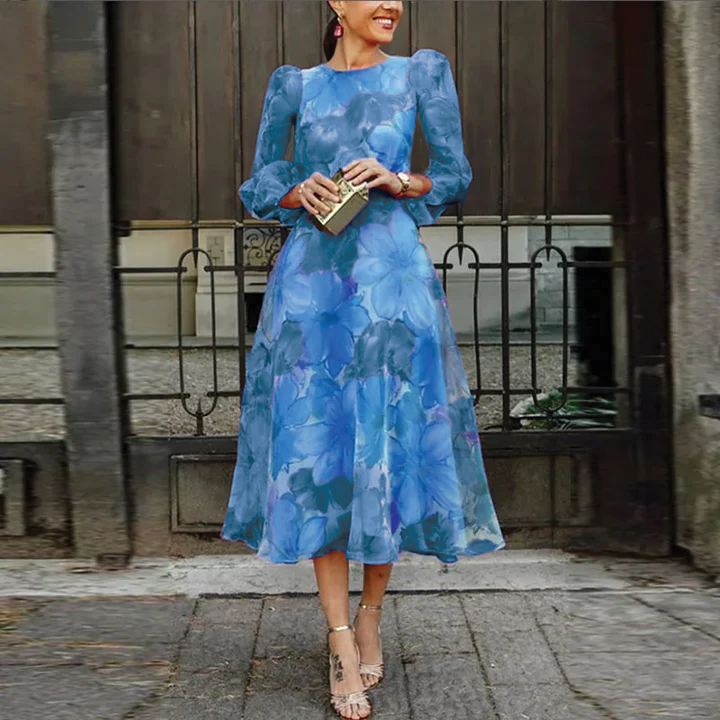 Robe Midi Fleurie Raelynn Amawinc Pour Mariage Brunch Jardin Avec Manches En Chiffon
