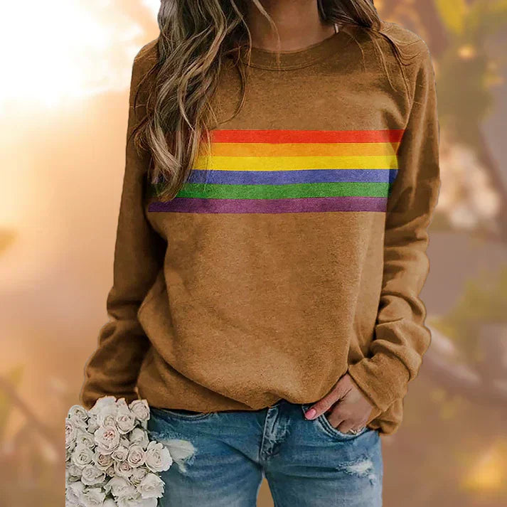 Damensweatshirt mit Regenbogenmuster von Fudus