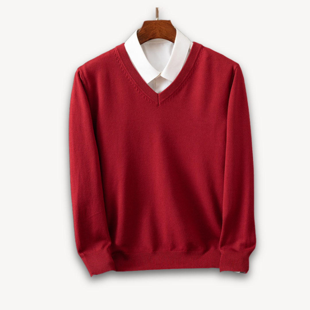 Amawinc Pull Homme Col V Slim Fit En Maille Douce Avec Bords Côtes Pour Style Polyvalent