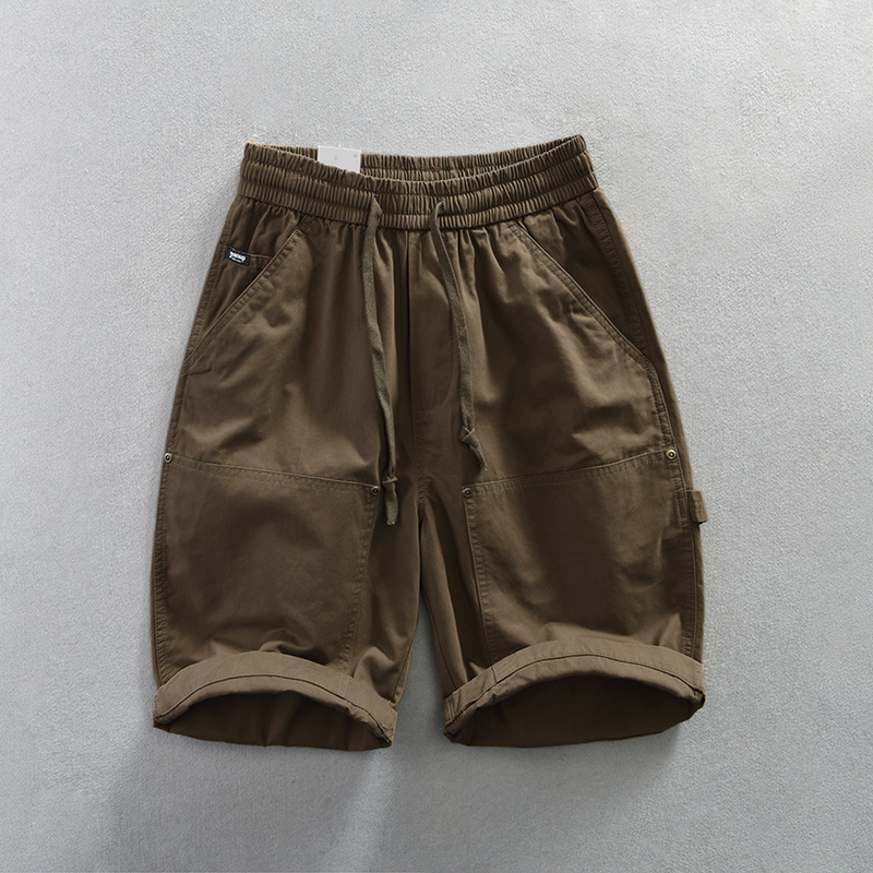 Shorts Utilitaires En Twill Remo Avec Poches Doubles Et Rivets Métalliques Et Ceinture Élastique À Cordon