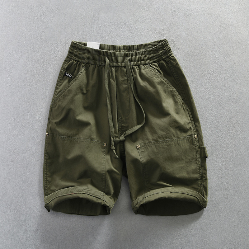 Shorts Utilitaires En Twill Remo Avec Poches Doubles Et Rivets Métalliques Et Ceinture Élastique À Cordon