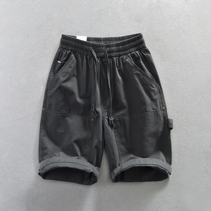 Shorts Utilitaires En Twill Remo Avec Poches Doubles Et Rivets Métalliques Et Ceinture Élastique À Cordon