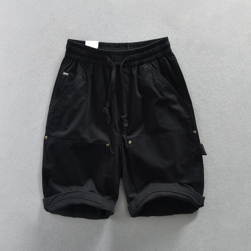 Shorts Utilitaires En Twill Remo Avec Poches Doubles Et Rivets Métalliques Et Ceinture Élastique À Cordon