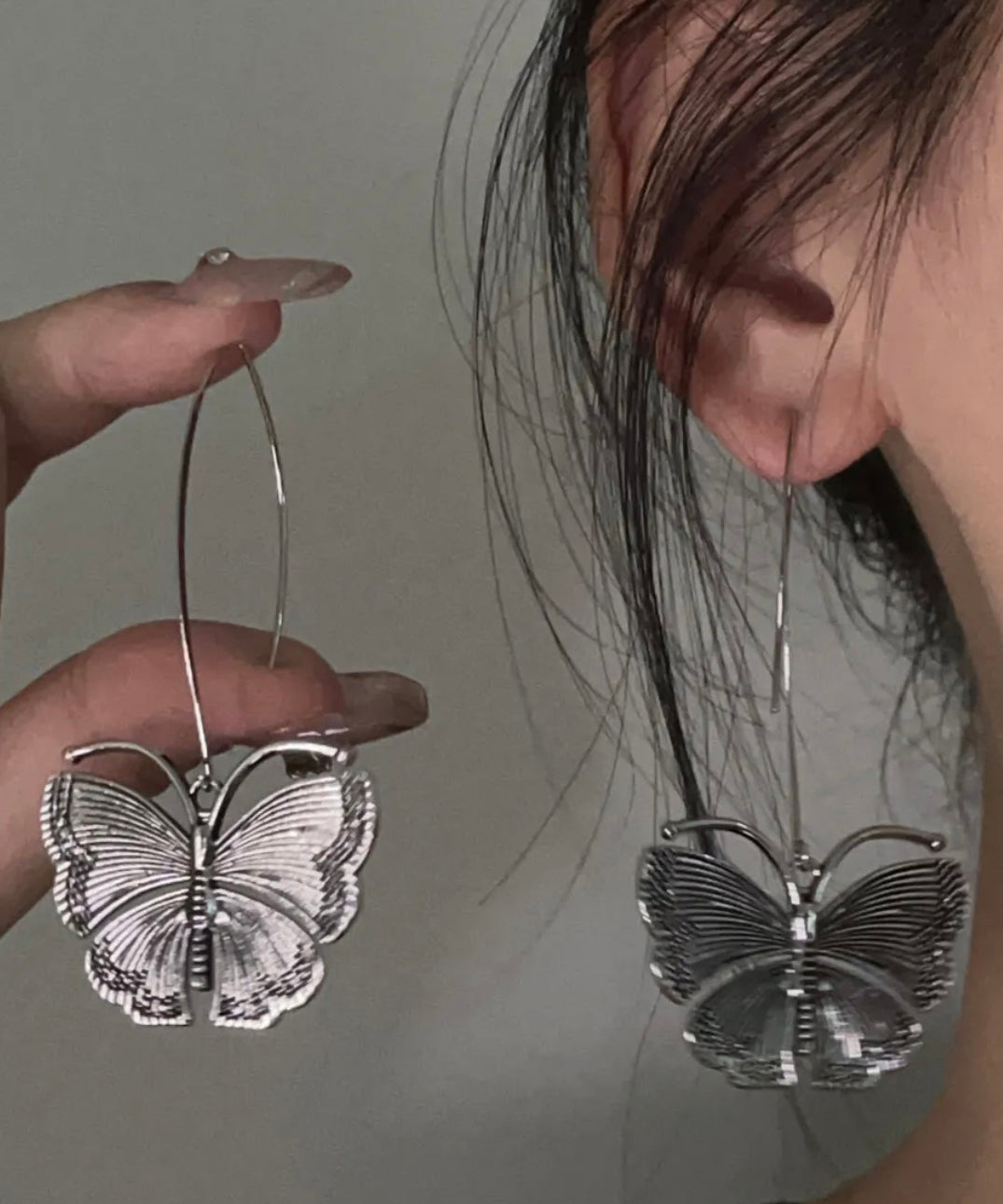 Boucles d'oreilles pendantes papillon rétro en argent 925 - Amawinc