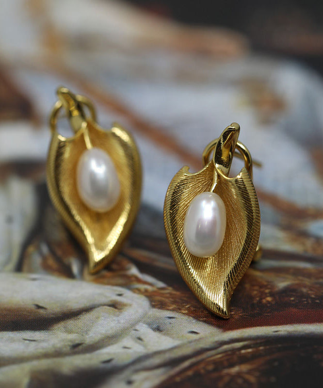 Boucles d'oreilles à tige rétro en or et cuivre doré avec perles - Amawinc