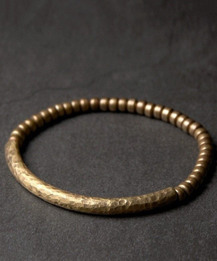 Bracelet homme rétro en perles patchwork dorées et cuivrées - Amawinc