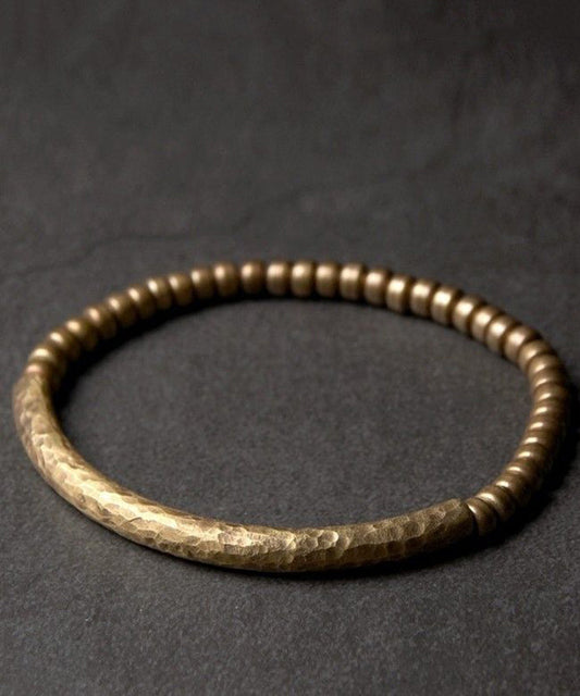 Bracelet homme rétro en perles patchwork dorées et cuivrées - Amawinc