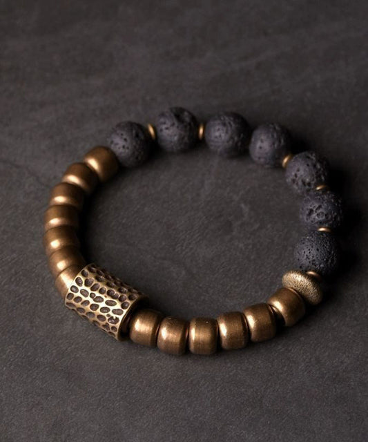 Bracelet rétro pour homme avec perles en or antique et blocs de couleurs - Amawinc