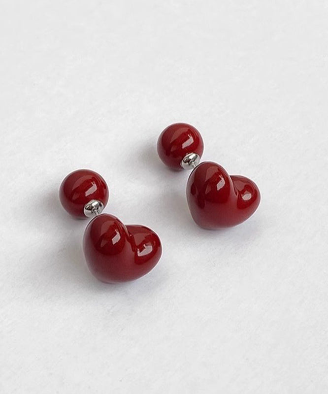 Boucles d'oreilles à tige rétro en argent sterling avec surdorure Love Glaze - Amawinc