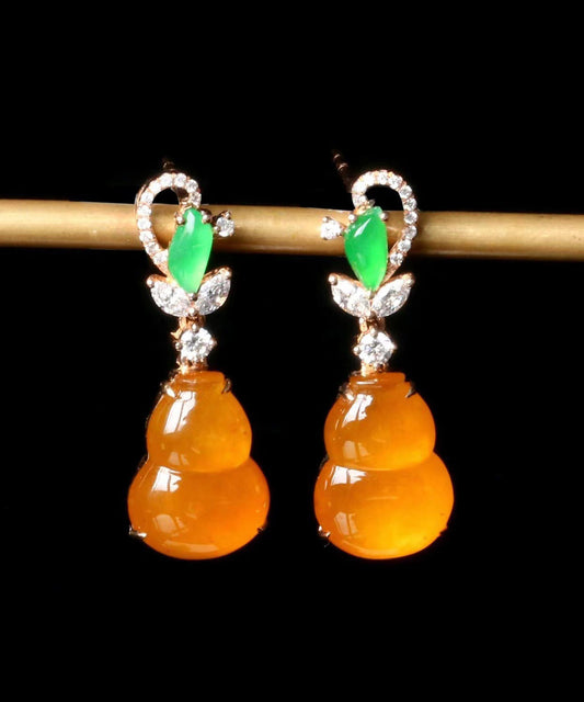 Boucles d'oreilles pendantes en calcédoine rétro orange en argent sterling surdoré - Amawinc