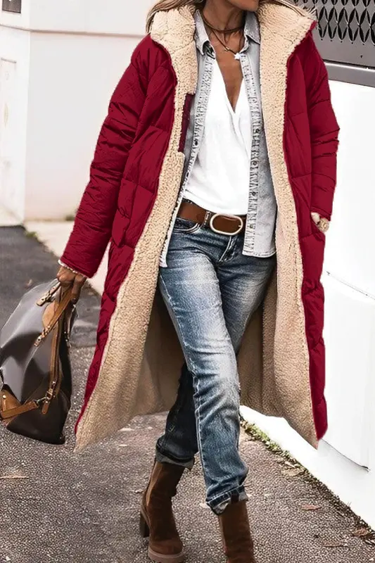Doudoune Longue Réversible Pour Femme Chic Et Chaude Avec Doublure En Fourrure Synthétique