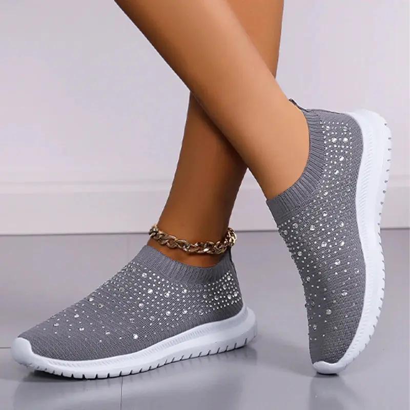 Baskets À Enfiler Pour Femme Avec Strass Léger Confort Décontracté Et Respirant Idéales Pour Le Quotidien