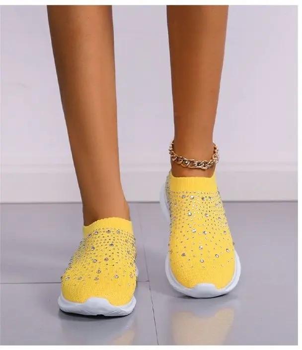 Baskets À Enfiler Pour Femme Avec Strass Léger Confort Décontracté Et Respirant Idéales Pour Le Quotidien