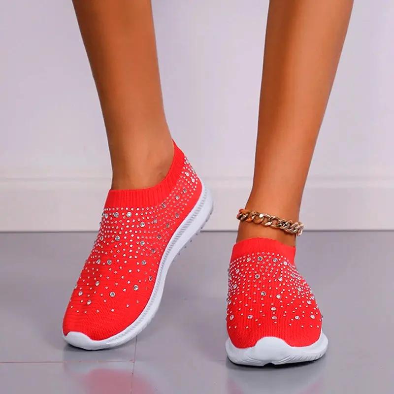 Baskets À Enfiler Pour Femme Avec Strass Léger Confort Décontracté Et Respirant Idéales Pour Le Quotidien