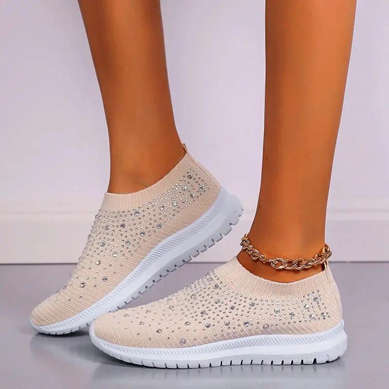 Baskets À Enfiler Pour Femme Avec Strass Léger Confort Décontracté Et Respirant Idéales Pour Le Quotidien