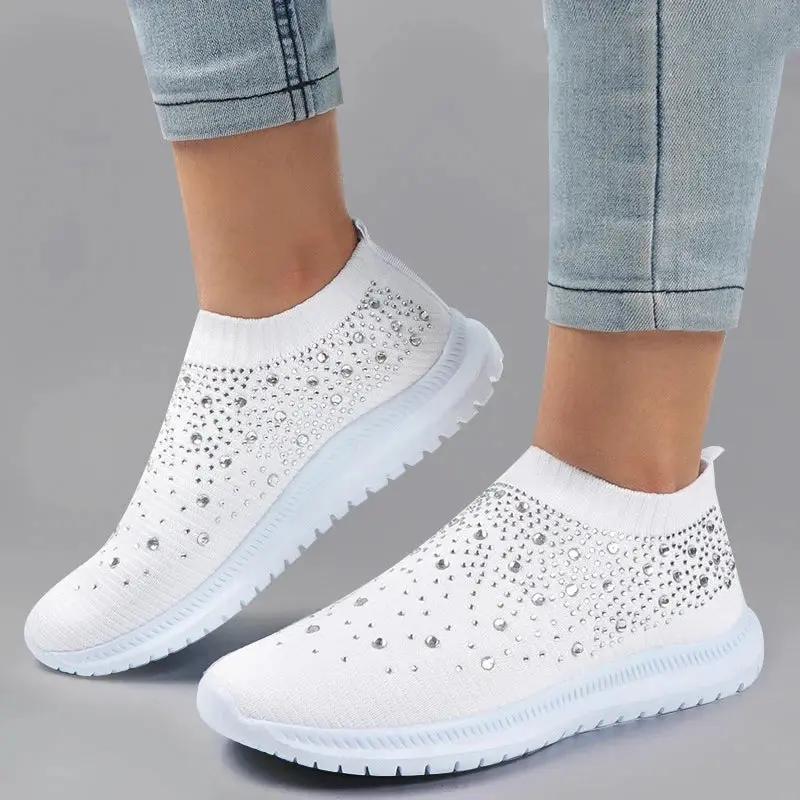 Baskets À Enfiler Pour Femme Avec Strass Léger Confort Décontracté Et Respirant Idéales Pour Le Quotidien