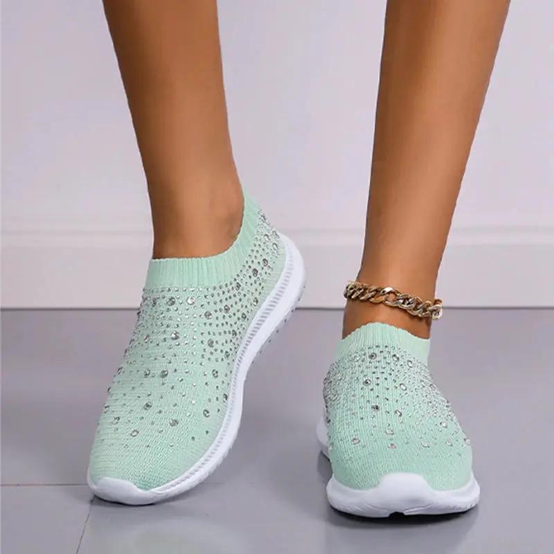 Baskets À Enfiler Pour Femme Avec Strass Léger Confort Décontracté Et Respirant Idéales Pour Le Quotidien
