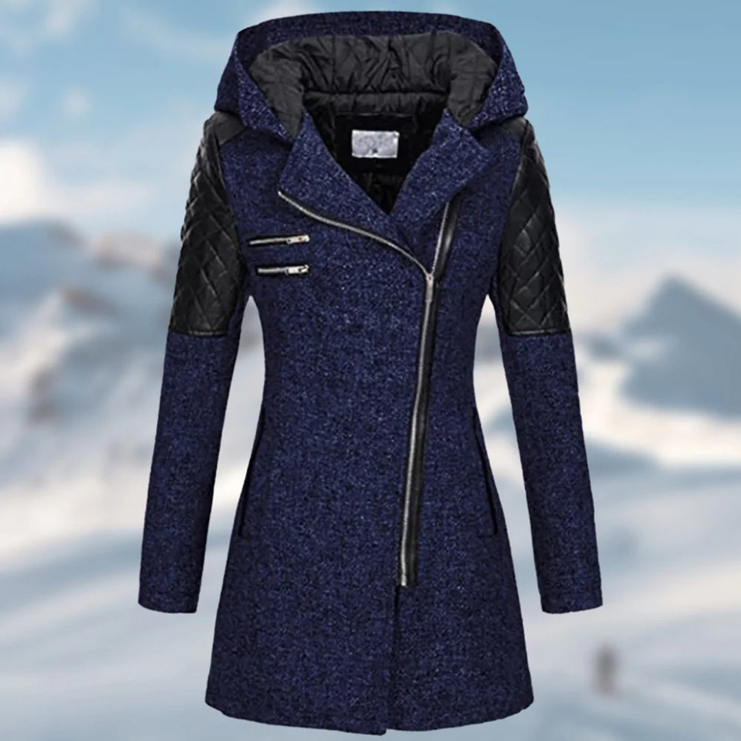 Damen Winterjacke Riley: Langer, stylischer Mantel mit Kapuze