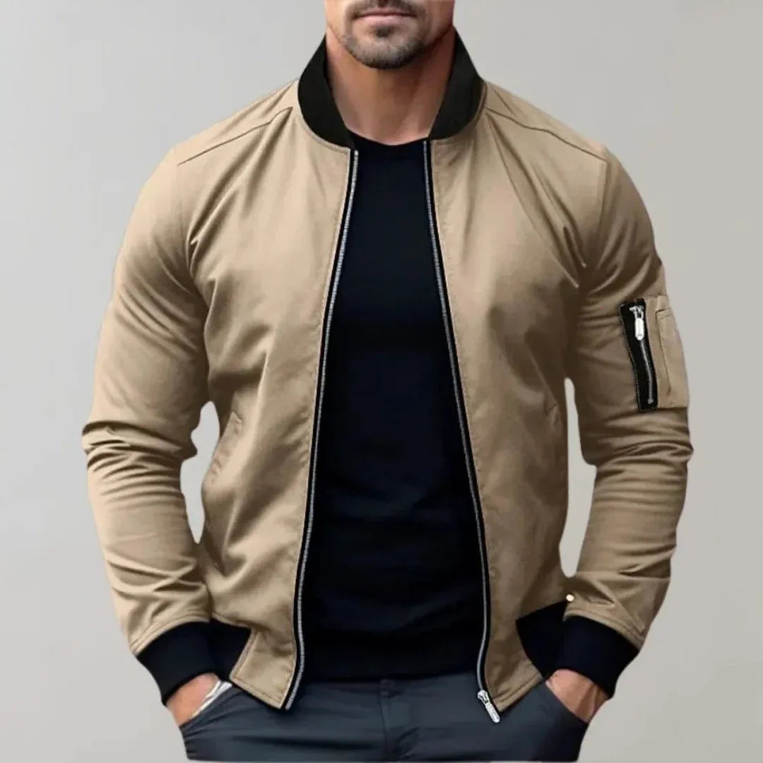 Veste Bomber Légère Homme Zip Complet Waylynn Coupe Slim Tissu Soft Touch Respirant Polyester