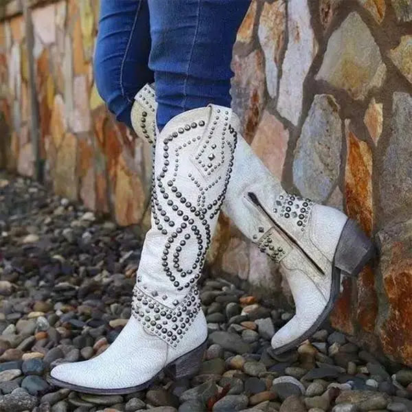Bottes Femme À Talon Long Avec Rivets Chic Et Polyvalentes Pour Jour Et Nuit Amawinc Pour Toutes Occasions