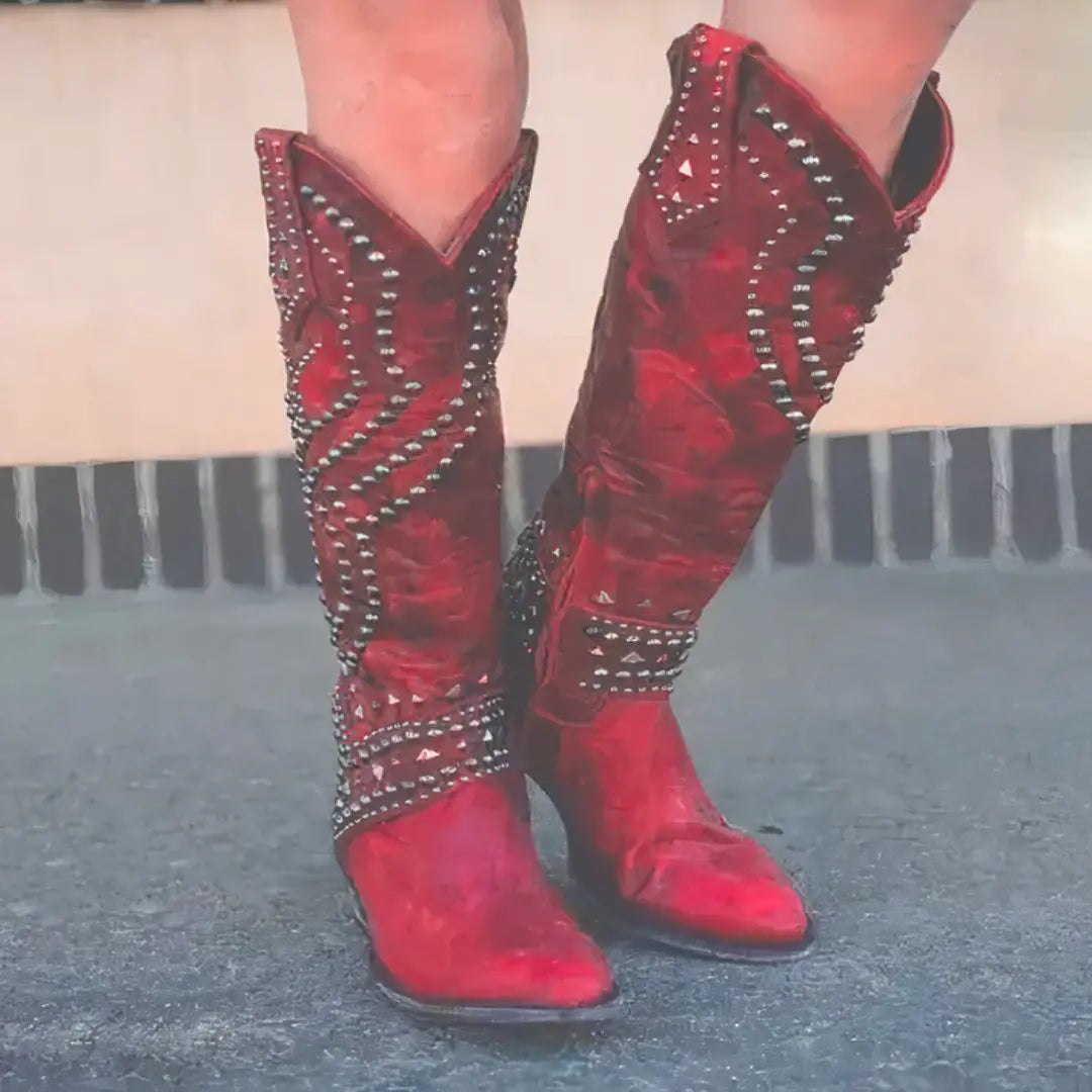 Bottes Femme À Talon Long Avec Rivets Chic Et Polyvalentes Pour Jour Et Nuit Amawinc Pour Toutes Occasions