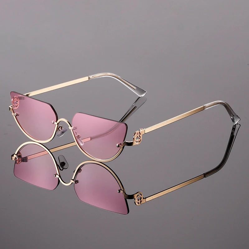 Lunettes De Soleil Riviera Curve Cat Eye Avec Monture Fine Et Finition Or Et Protection UV400