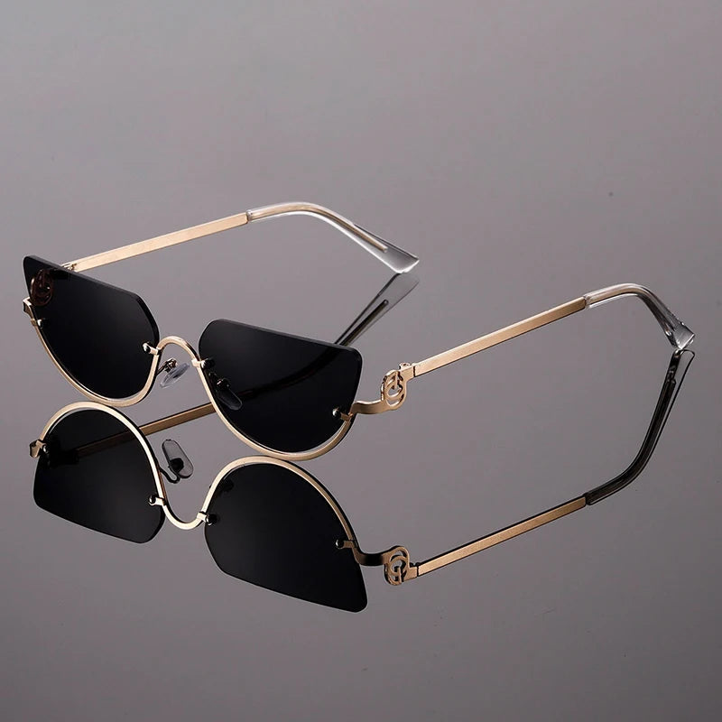 Lunettes De Soleil Riviera Curve Cat Eye Avec Monture Fine Et Finition Or Et Protection UV400