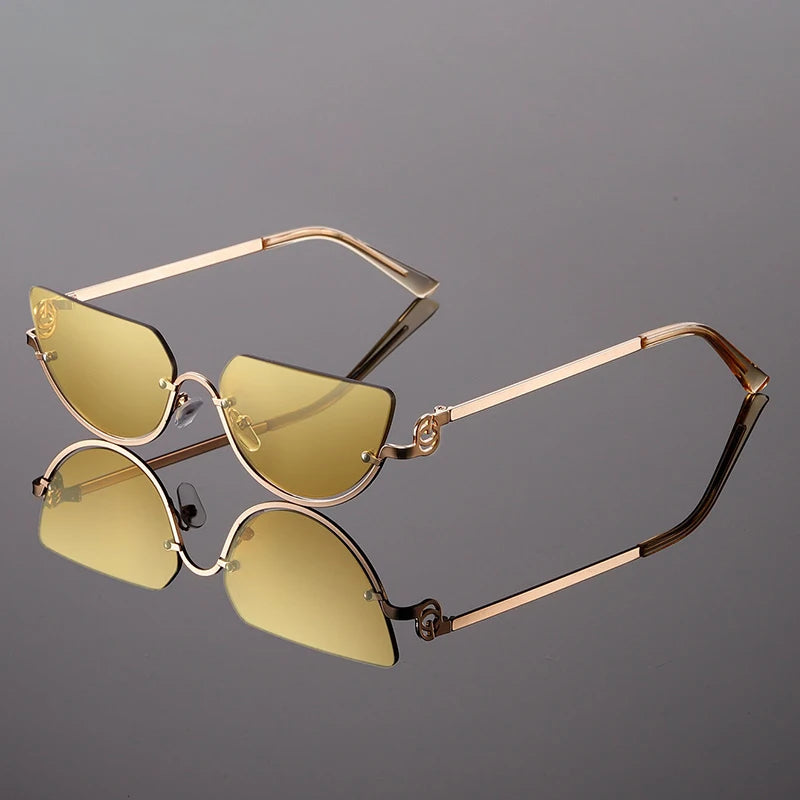 Lunettes De Soleil Riviera Curve Cat Eye Avec Monture Fine Et Finition Or Et Protection UV400