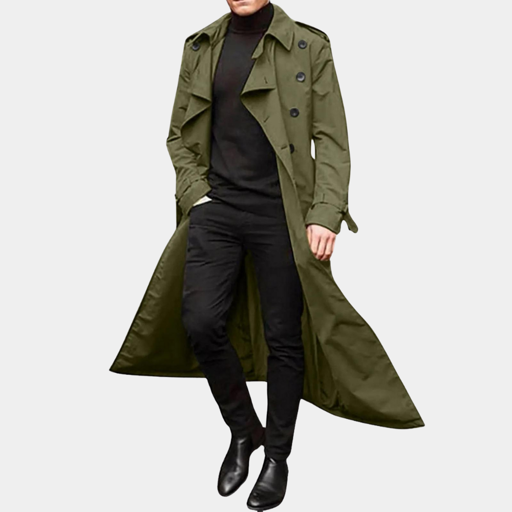 Manteau Trench Long Vintage Pour Homme Amawinc Élégamment Coupé Pour Une Garde Robe Moderne
