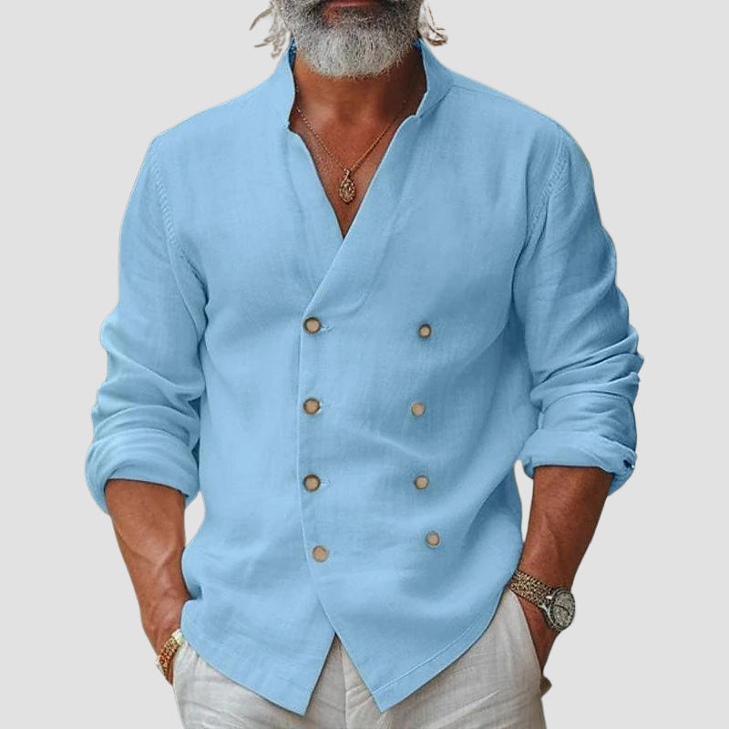 Roberto Russo Chemise Boho Altissimo Grand Col Double Boutonnage Minimaliste Moderne