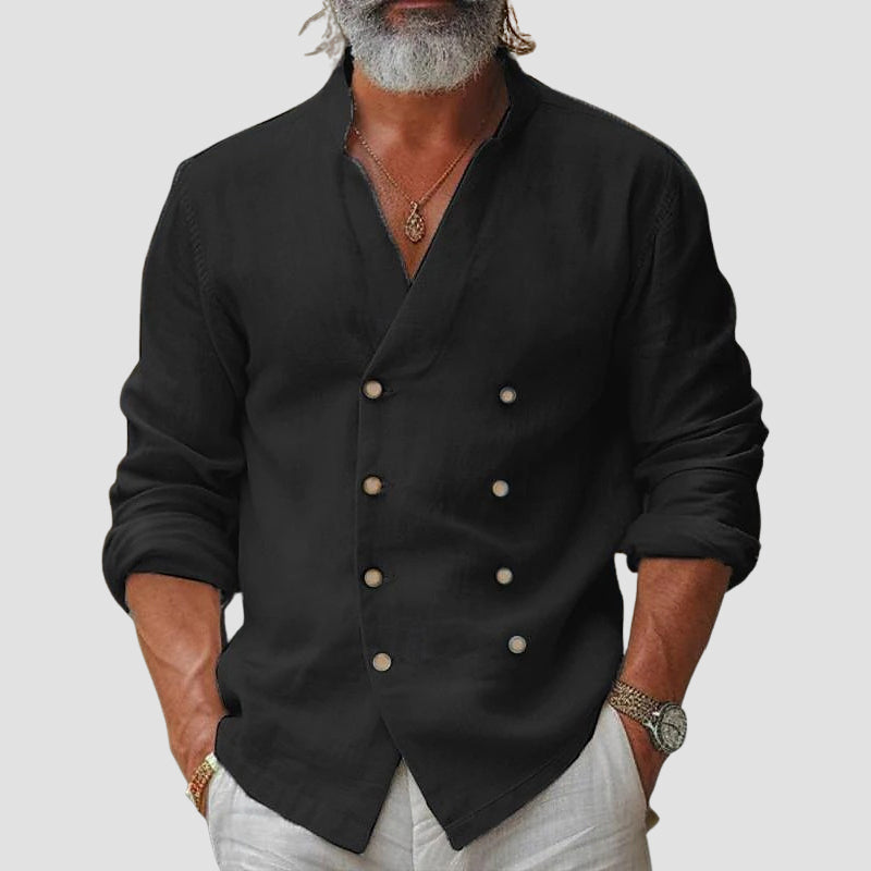 Roberto Russo Chemise Boho Altissimo Grand Col Double Boutonnage Minimaliste Moderne