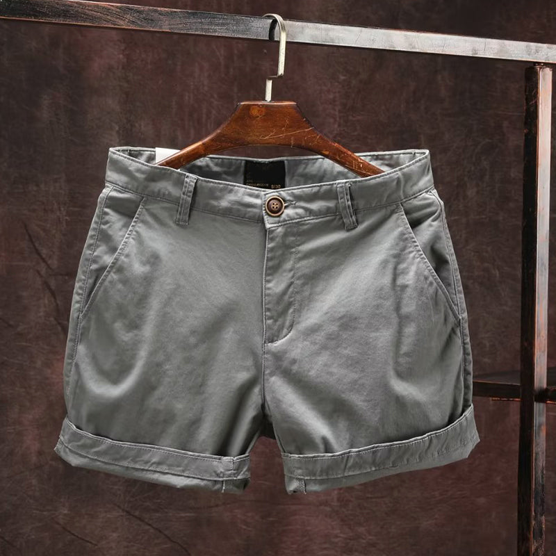 Roberto Russo Shorts D'Été Classiques Décontractés En Coton Doux Avec Zip Et Ceinture Disponible En 5 Couleurs