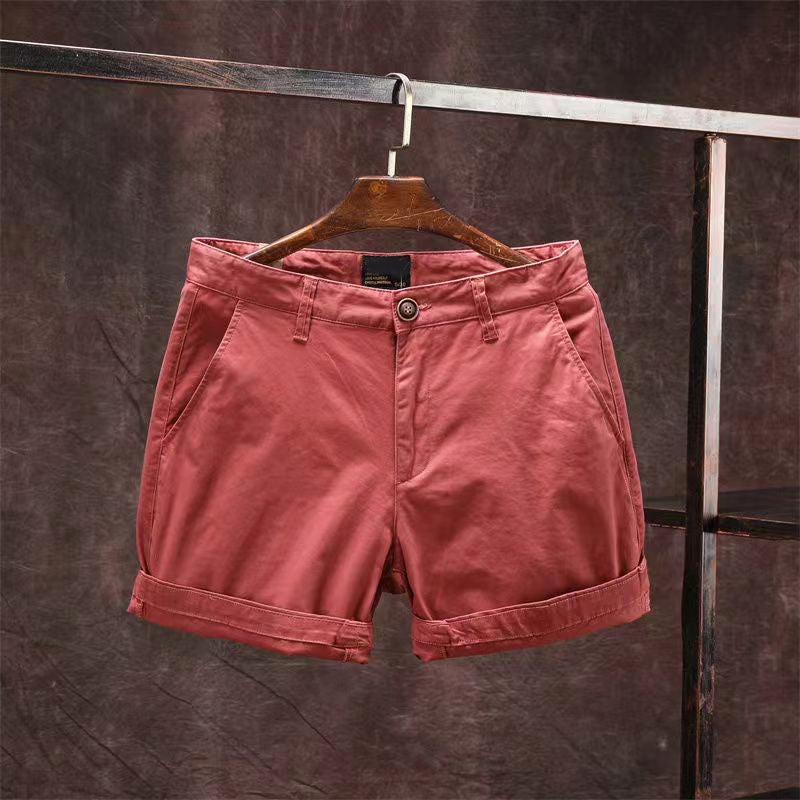 Roberto Russo Shorts D'Été Classiques Décontractés En Coton Doux Avec Zip Et Ceinture Disponible En 5 Couleurs